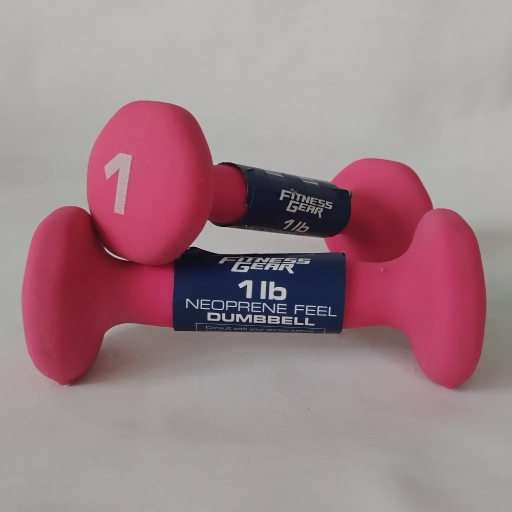 Fitness Gear x2 Pink 1lb Dumbbell Set Neoprene Feel Fitness Training Exercise